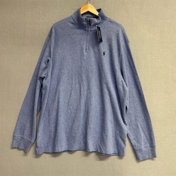 Polo Ralph Lauren Blue Quarter-Zip Pullover Sweater Mens size XL NEW NWT